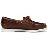 Sebago Docksides Portland CRMX boat moccasin in burgundy leather